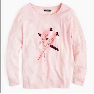 J. Crew Light Pink Sweater with Parrot Design - Medium